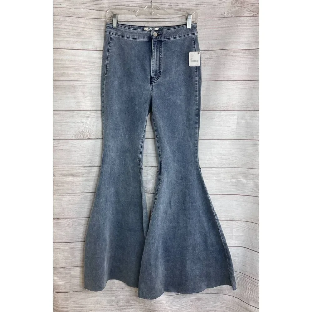 Free People Just Float Cloudy Indigo Flare Jeans Size 27 New Boho Festival - Picture 4 of 9